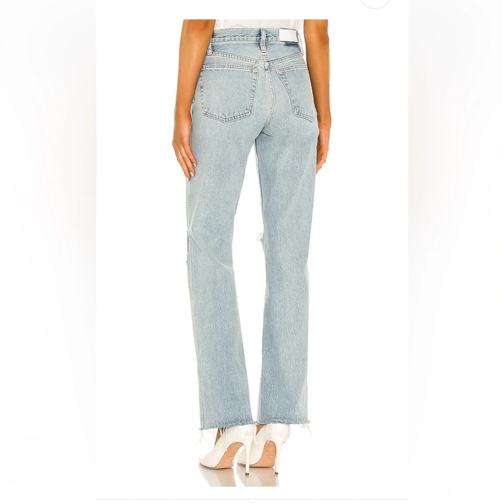 Re/Done 24 Originals 90s High Rise Loose Blue Jeans Breezy Indigo Rips Rigid - Picture 7 of 8